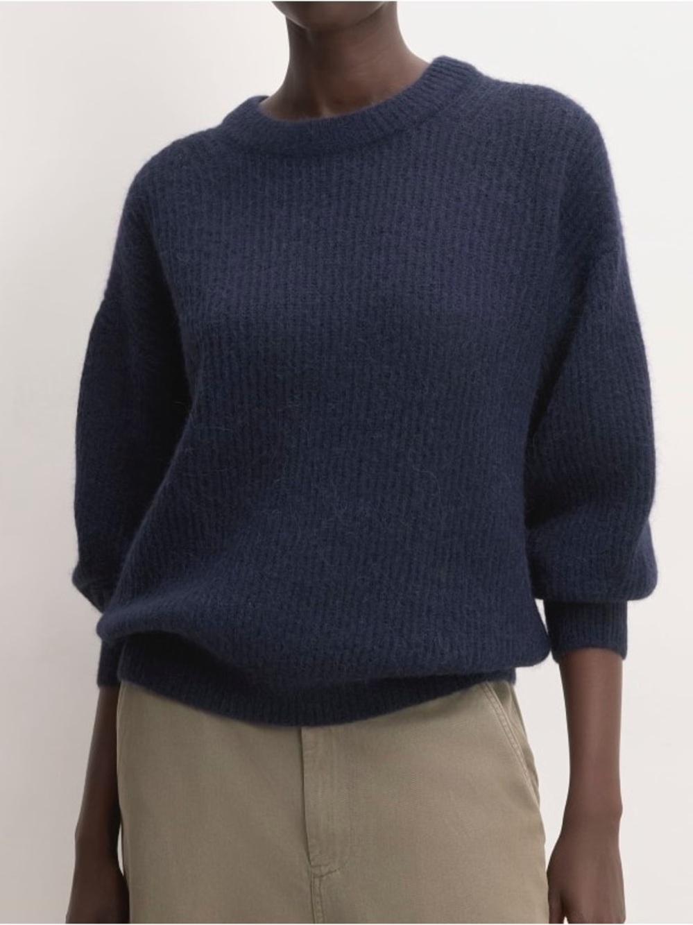 Everlane Alpaca Wool Navy Blue Cocoon Crewneck Sweater XS
